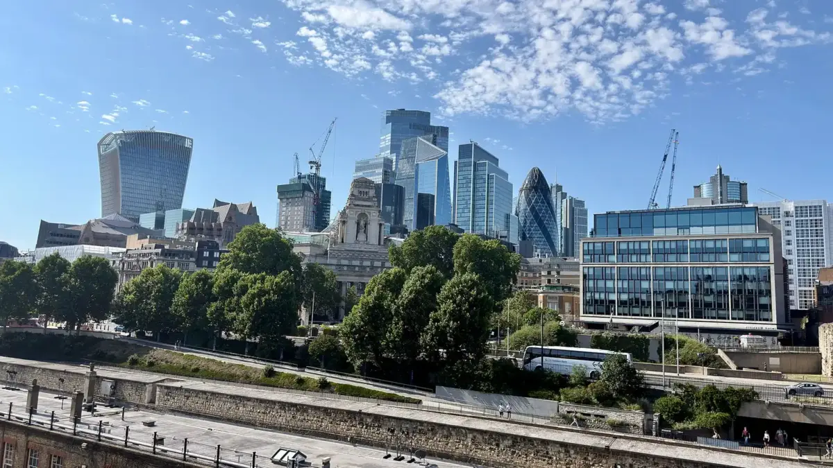 The City of London financial district skyline seen from the Tower of London